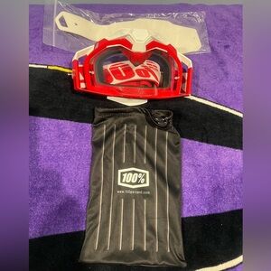 100% Red and White Goggles